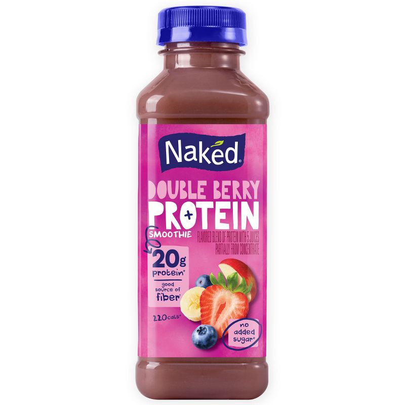 slide 1 of 9, Naked Protein Double Berry Protein Zone Juice Smoothie -15.2 fl oz, 15.2 fl oz