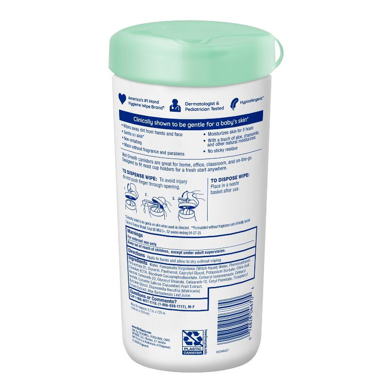 slide 2 of 8, Wet Ones Sensitive Skin Hand Wipes Canister - Unscented - 40ct, 40 ct