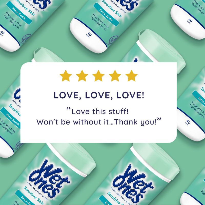 slide 6 of 8, Wet Ones Sensitive Skin Hand Wipes Canister - Unscented - 40ct, 40 ct