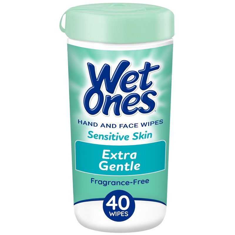 slide 1 of 8, Wet Ones Sensitive Skin Hand Wipes Canister - Unscented - 40ct: No Fragrance, Hypoallergenic, Dye-Free, Paraben-Free, 40 ct