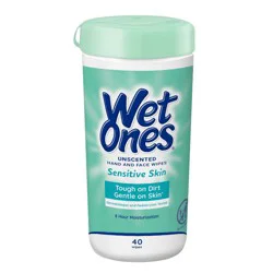 Wet Ones Sensitive Skin Hand Wipes Canister - Unscented - 40ct