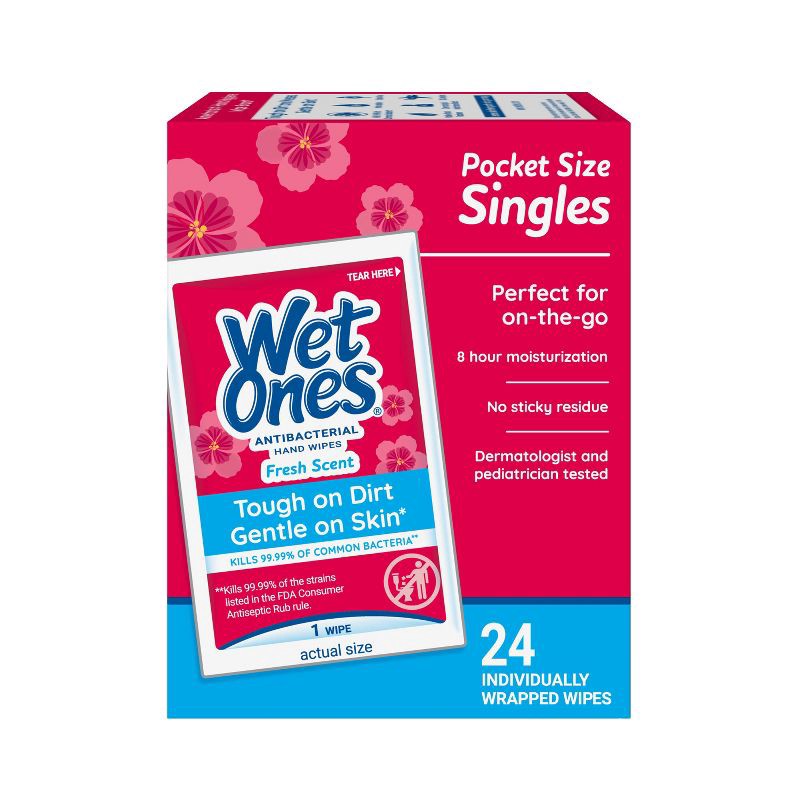 slide 2 of 12, Wet Ones Antibacterial Hand Wipes Singles - Fresh Scent - 24ct, 24 ct