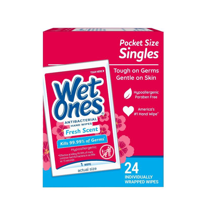 slide 12 of 12, Wet Ones Antibacterial Hand Wipes Singles - Fresh Scent - 24ct, 24 ct