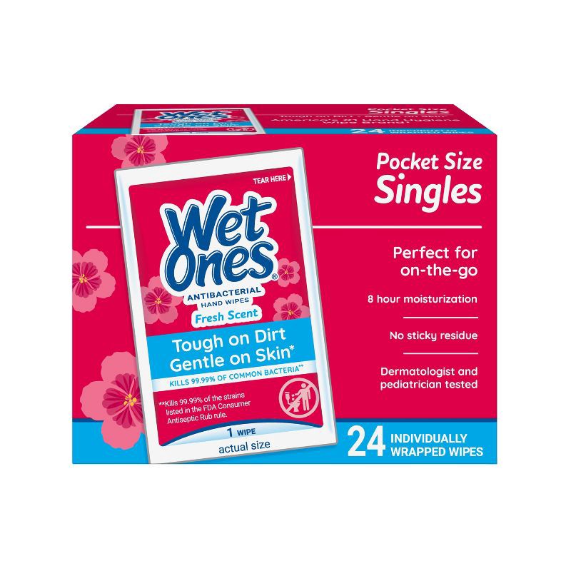 slide 1 of 12, Wet Ones Antibacterial Hand Wipes Singles - Fresh Scent - 24ct, 24 ct