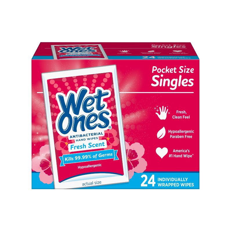 slide 1 of 12, Wet Ones Antibacterial Hand Wipes Singles - Fresh Scent - 24ct, 24 ct