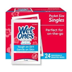 Wet Ones Antibacterial Hand Wipes Singles - Fresh Scent - 24ct