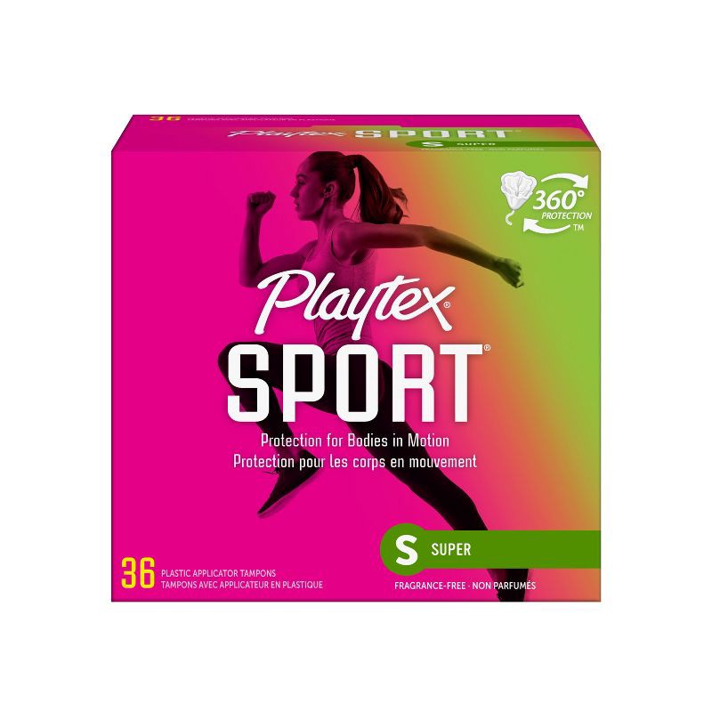 slide 1 of 7, Playtex Sport Plastic Tampons Unscented Super Absorbency - 36ct, 36 ct