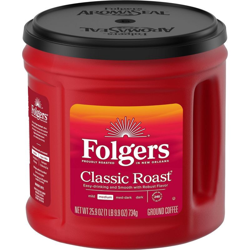 slide 1 of 10, Folgers Classic Medium Roast Ground Coffee - 25.9oz, 25.9 oz