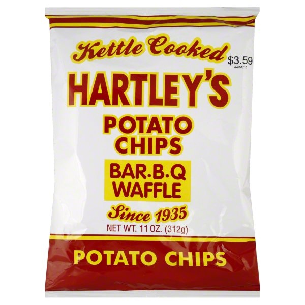 slide 1 of 1, Hartley's BBQ Waffle Chips, 10 oz