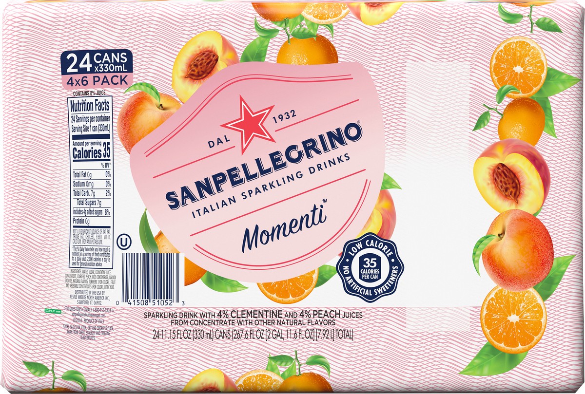 slide 8 of 8, San Pellegrino Momenti Clementine and Peach Flavored Sparkling Drink, 267.60 oz