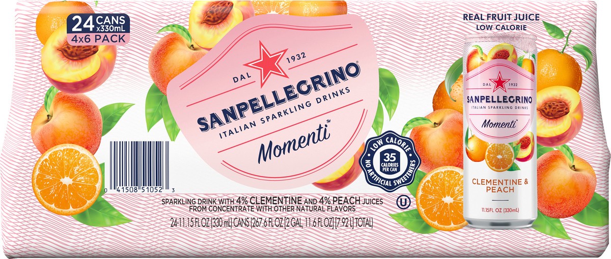 slide 6 of 8, San Pellegrino Momenti Clementine and Peach Flavored Sparkling Drink, 267.60 oz