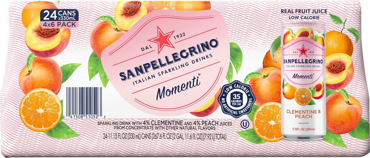 slide 2 of 8, San Pellegrino Momenti Clementine and Peach Flavored Sparkling Drink, 267.60 oz