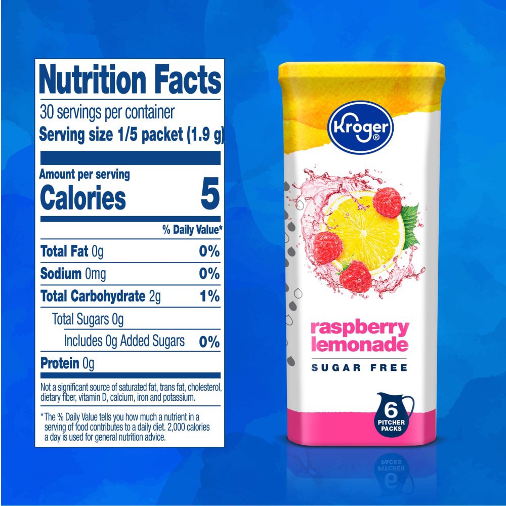 slide 2 of 4, Kroger Lite Raspberry Lemonade Instant Drink Mix Packets - 6 ct; 2 qt, 6 ct; 2 qt