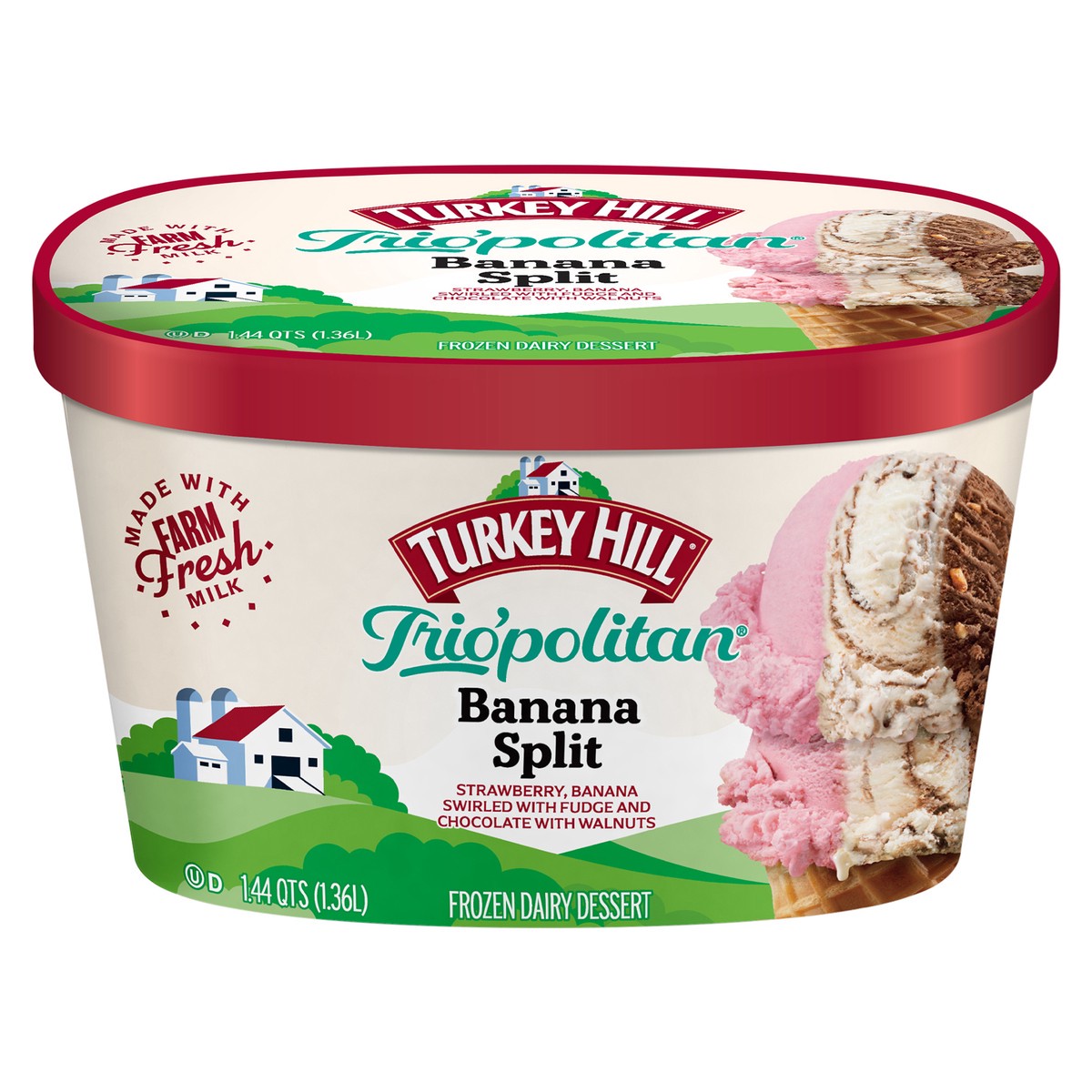 slide 4 of 5, Turkey Hill Trio'politan Banana Split, 1.44 qt