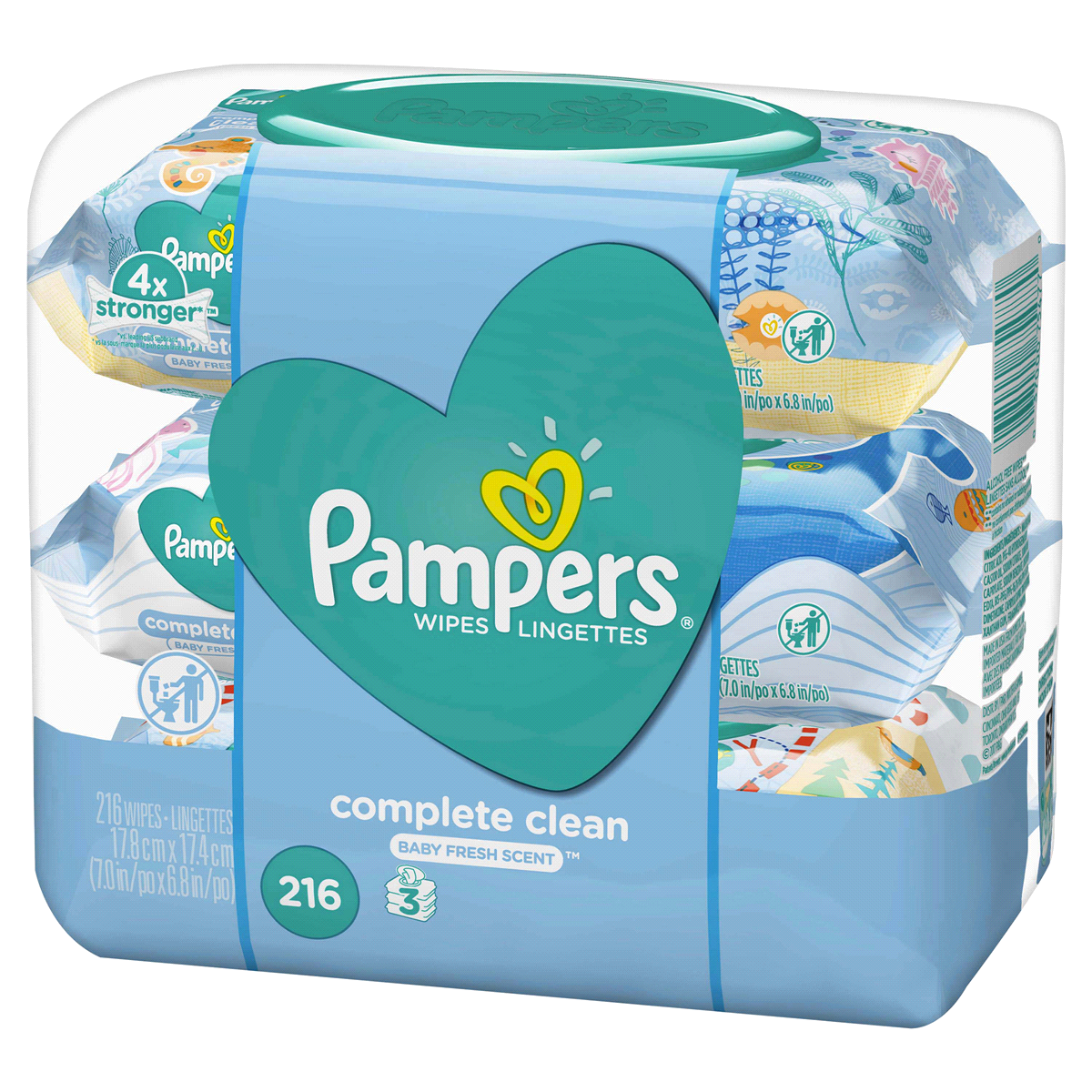 slide 6 of 106, Pampers Baby Wipes Baby Fresh Scented 3X Pop-Top Packs 216 Count, 216 ct