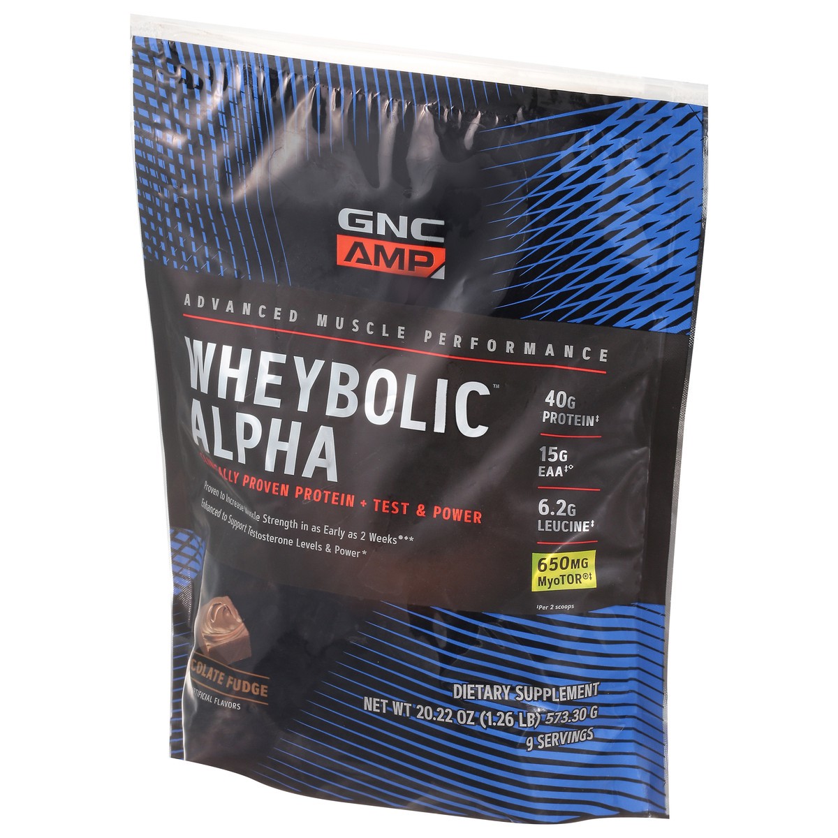 slide 3 of 9, GNC AMP Wheybolic Alpha Chocolate Fudge Whey Protein 20.22 oz, 20.22 oz