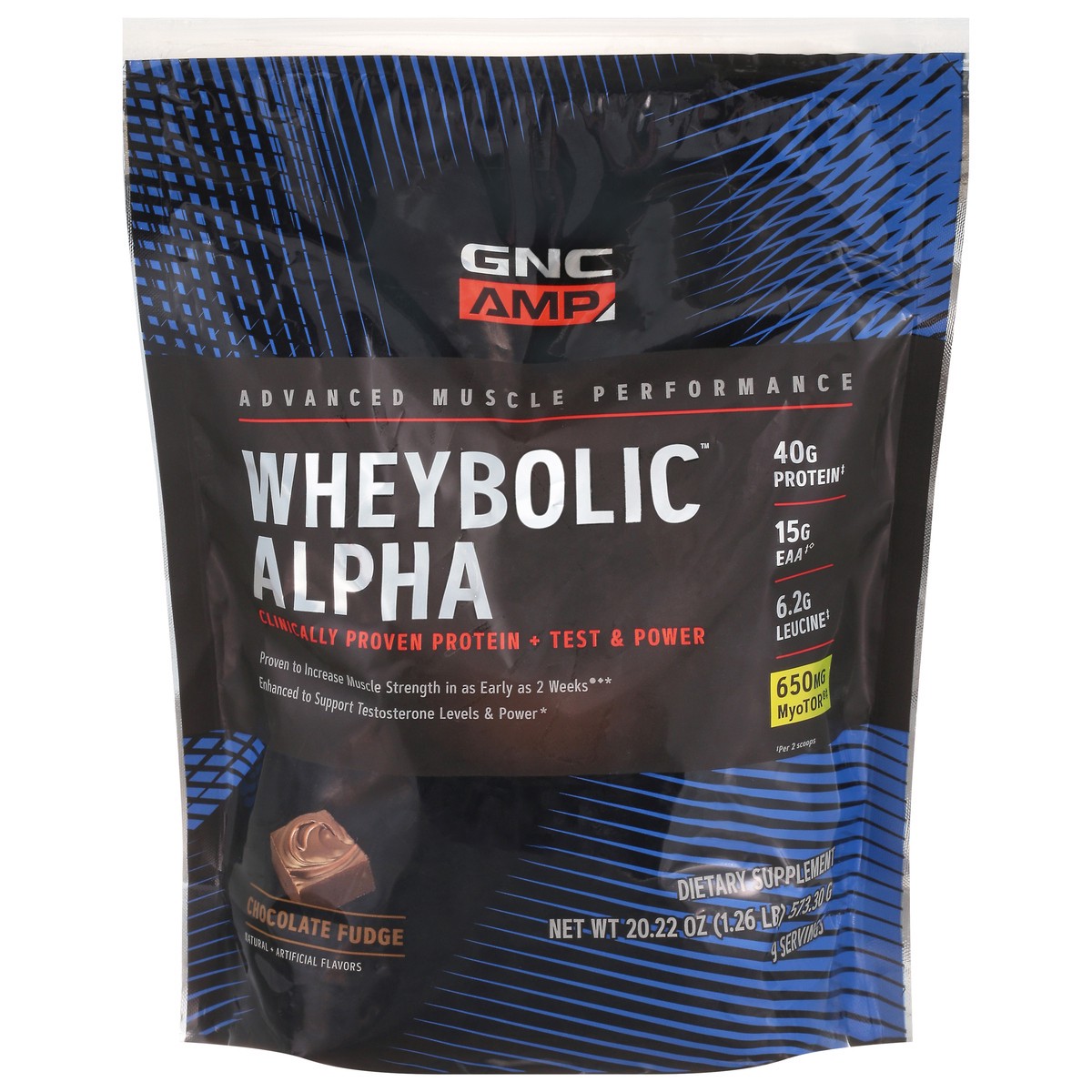 slide 1 of 9, GNC AMP Wheybolic Alpha Chocolate Fudge Whey Protein 20.22 oz, 20.22 oz