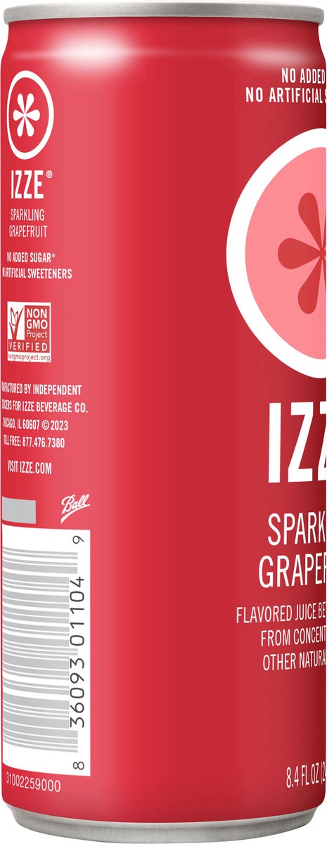 slide 4 of 12, IZZE Sparkling Grapefruit Juice Beverage, 8.4 Fl Oz Can, 8.4 fl oz