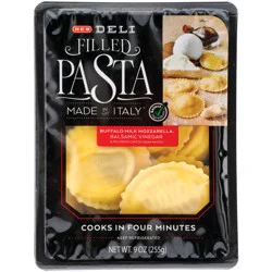 H-E-B Deli Filled Gran Ravioli Pasta – Buffalo Milk Mozzarella Balsamic & Pecorino