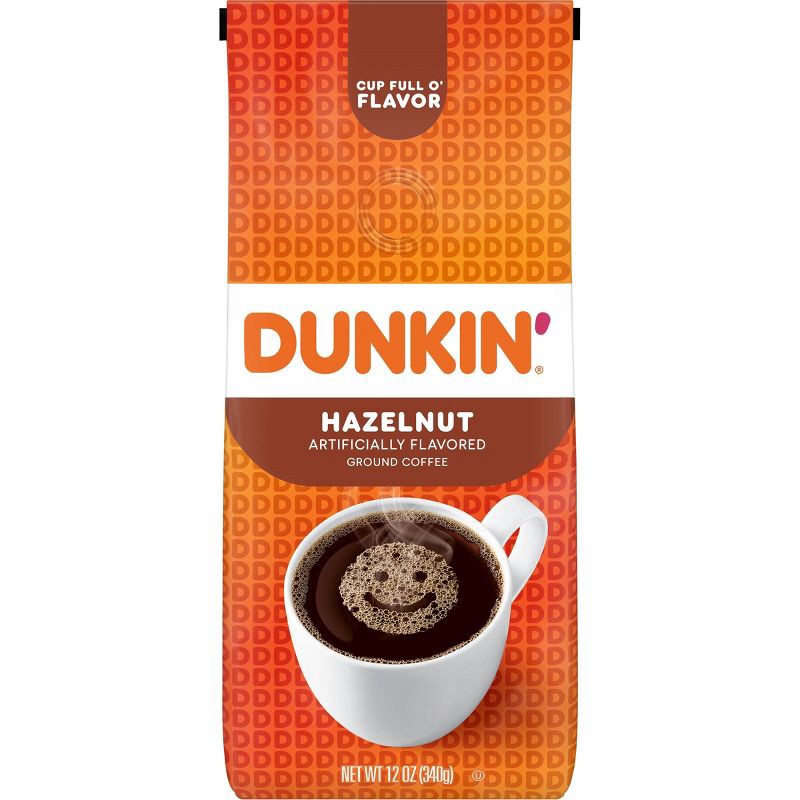 slide 1 of 10, Dunkin' Donuts Dunkin' Hazelnut Flavored Light Roast Ground Coffee - 12oz, 12 oz