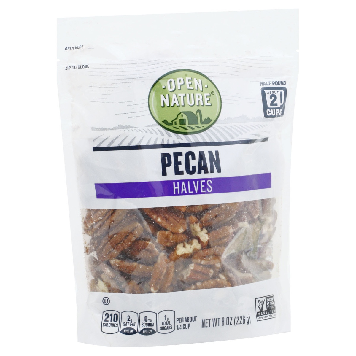 slide 2 of 9, Opn Nat Pecan Halves, 8 oz