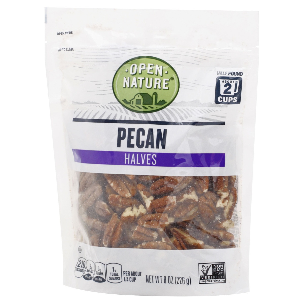 slide 3 of 9, Opn Nat Pecan Halves, 8 oz