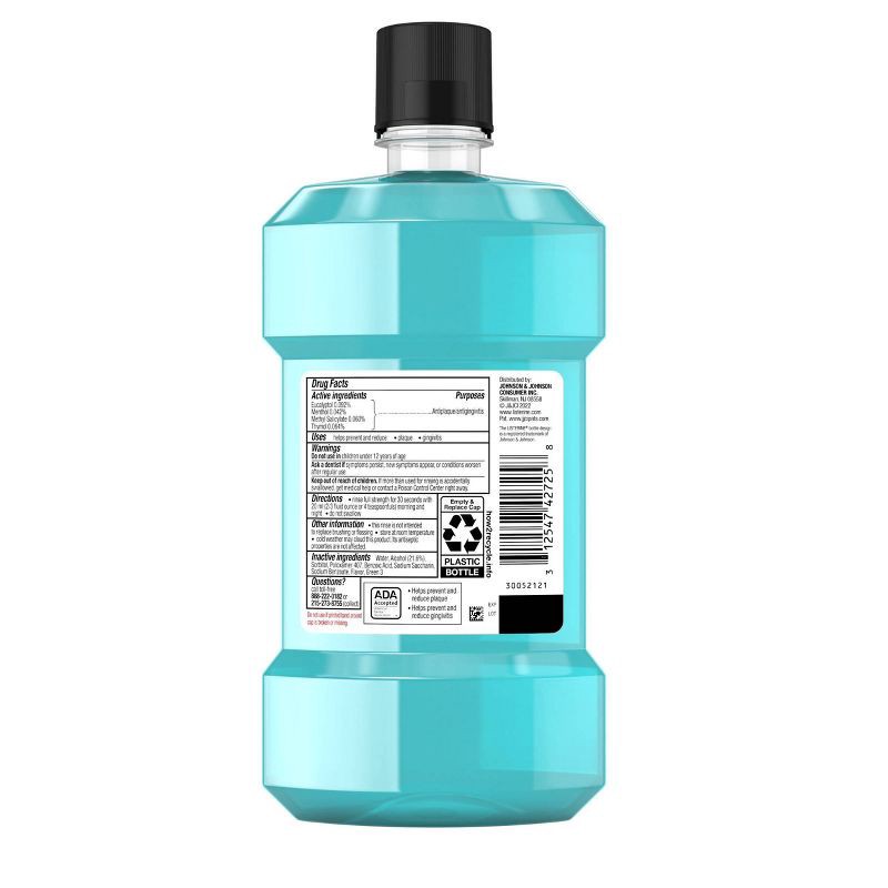 slide 2 of 15, Listerine Antiseptic Mouthwash for Bad Breath and Plaque Cool Mint - 500ml, 500 ml