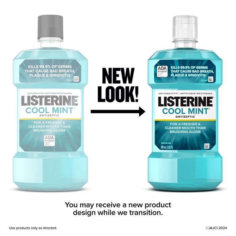 slide 3 of 15, Listerine Antiseptic Mouthwash for Bad Breath and Plaque Cool Mint - 500ml, 500 ml