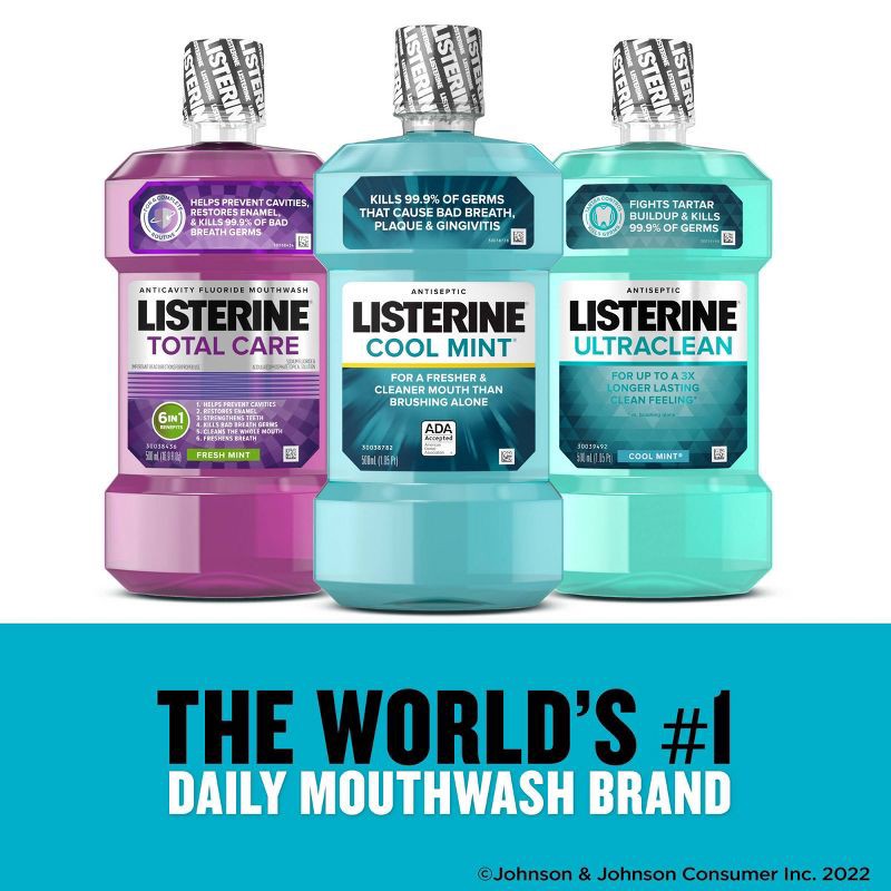 slide 4 of 15, Listerine Antiseptic Mouthwash for Bad Breath and Plaque Cool Mint - 500ml, 500 ml