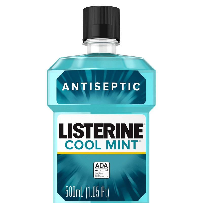 slide 1 of 10, Listerine Antiseptic Mouthwash for Bad Breath and Plaque Cool Mint - 500ml, 500 ml