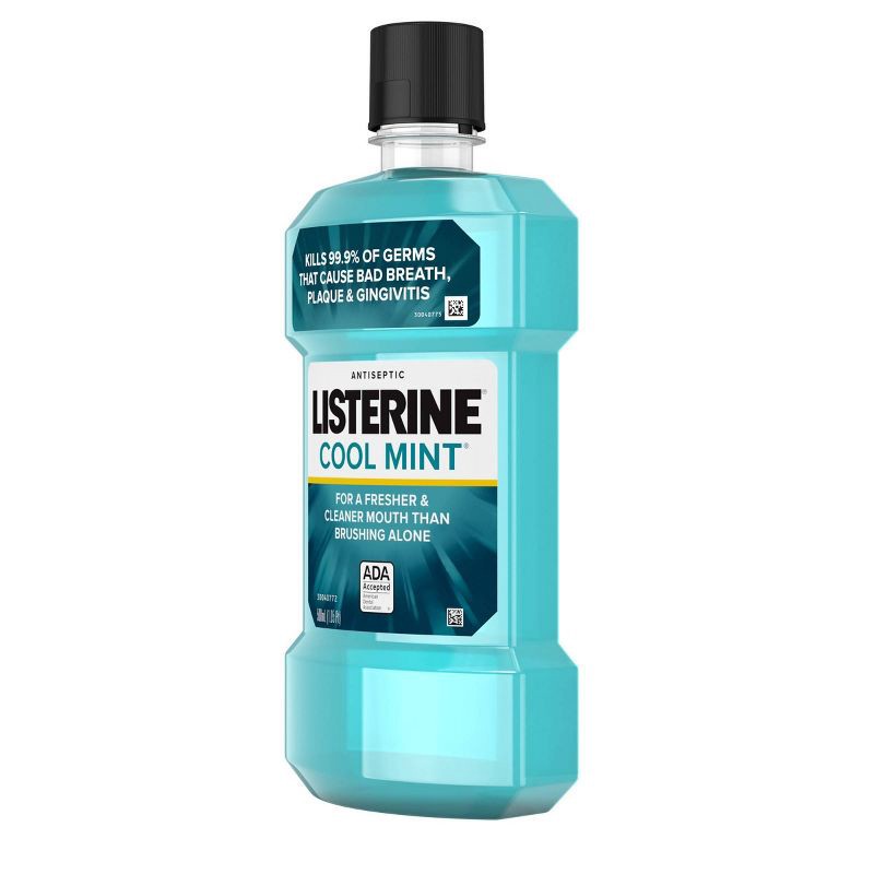 slide 10 of 15, Listerine Antiseptic Mouthwash for Bad Breath and Plaque Cool Mint - 500ml, 500 ml