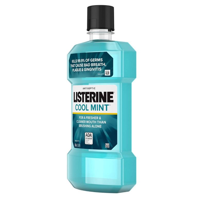 slide 10 of 10, Listerine Antiseptic Mouthwash for Bad Breath and Plaque Cool Mint - 500ml, 500 ml