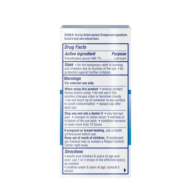 slide 9 of 10, Visine Dry Eye Relief Lubricating Eye Drops - 0.5 fl oz, 0.5 fl oz