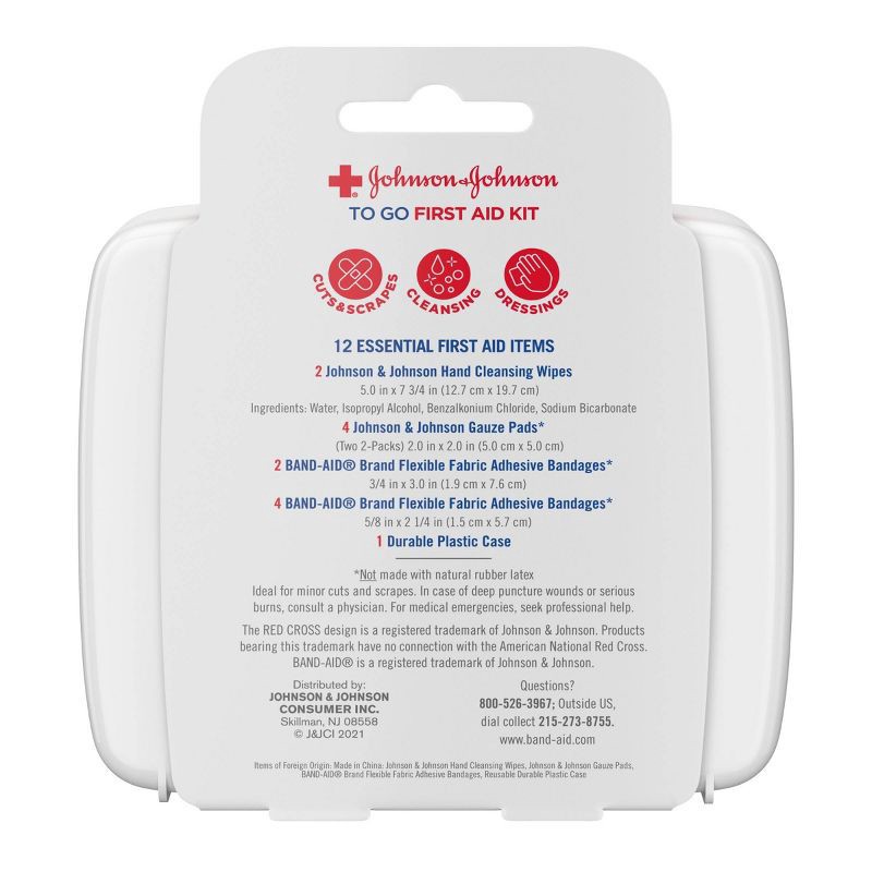 slide 2 of 6, Johnson & Johnson First Aid To Go! Portable Mini Travel Kit - 12pc, 12 ct