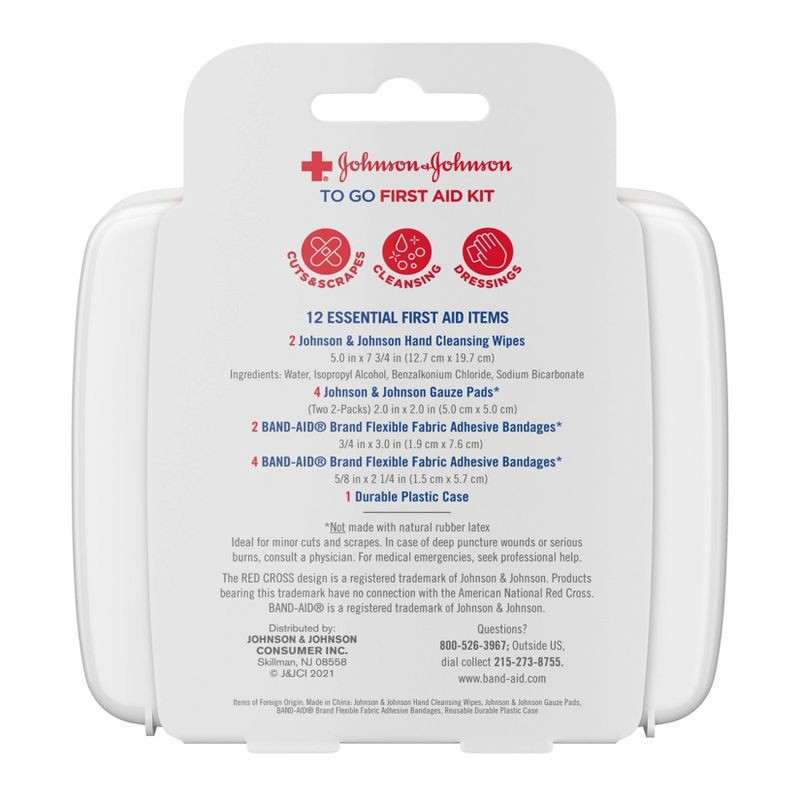 slide 4 of 6, Johnson & Johnson First Aid To Go! Portable Mini Travel Kit - 12pc, 12 ct