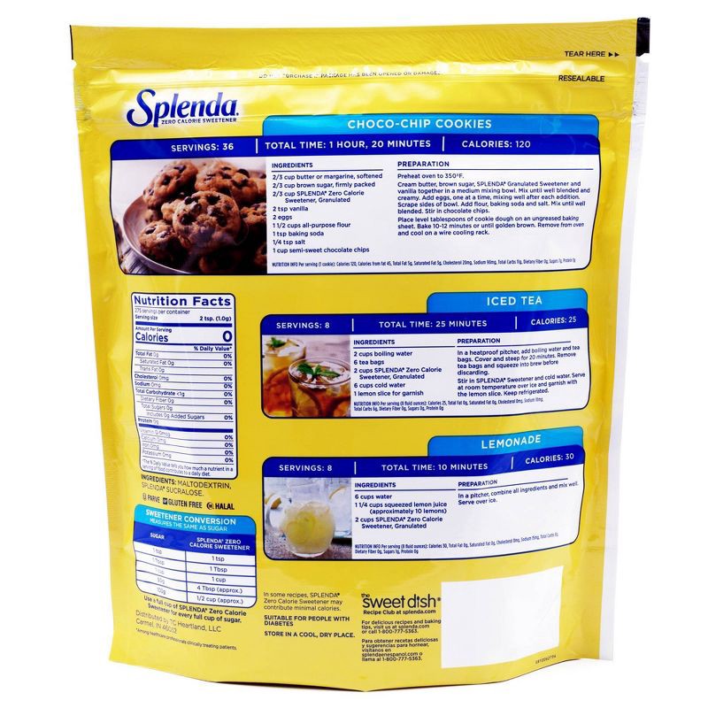 slide 9 of 11, Splenda Zero Calorie Granulated Sweetener, 9.7oz Resealable Pouch, 9.7 oz