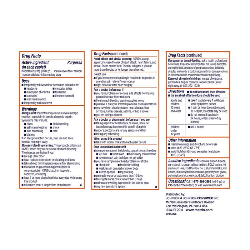 slide 2 of 9, Motrin IB Pain Reliever & Fever Reducer Tablets - Ibuprofen (NSAID) - 100ct, 100 ct