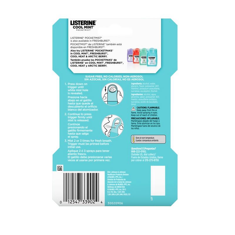 slide 2 of 8, Listerine Cool Mint Pocketmist Oral Care Mist to Get Rid of Bad Breath - 2pk, 2 ct