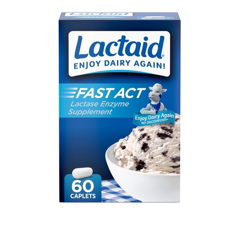 slide 1 of 6, Lactaid Fast Act Lactose Intolerance Caplets - 60pk, 60 ct