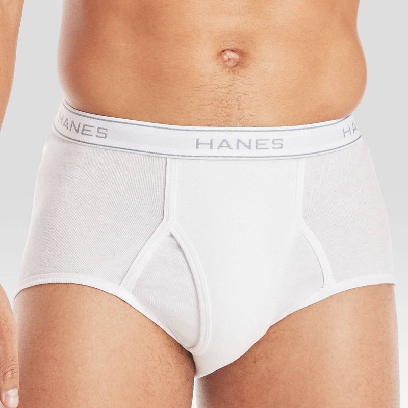 slide 2 of 7, Hanes Men's 9pk Briefs - White S: Tagless, High Rise, Full Waistband Elastic, Breathable, Moisture Wicking, Machine Washable, 9 ct
