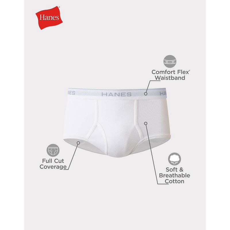 slide 6 of 7, Hanes Men's 9pk Briefs - White S: Tagless, High Rise, Full Waistband Elastic, Breathable, Moisture Wicking, Machine Washable, 9 ct