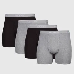 Hanes Men's Boxer Briefs 4pk - Black/Gray XXL: Tagless, Breathable, Moisture Wicking, Lightweight Fabric