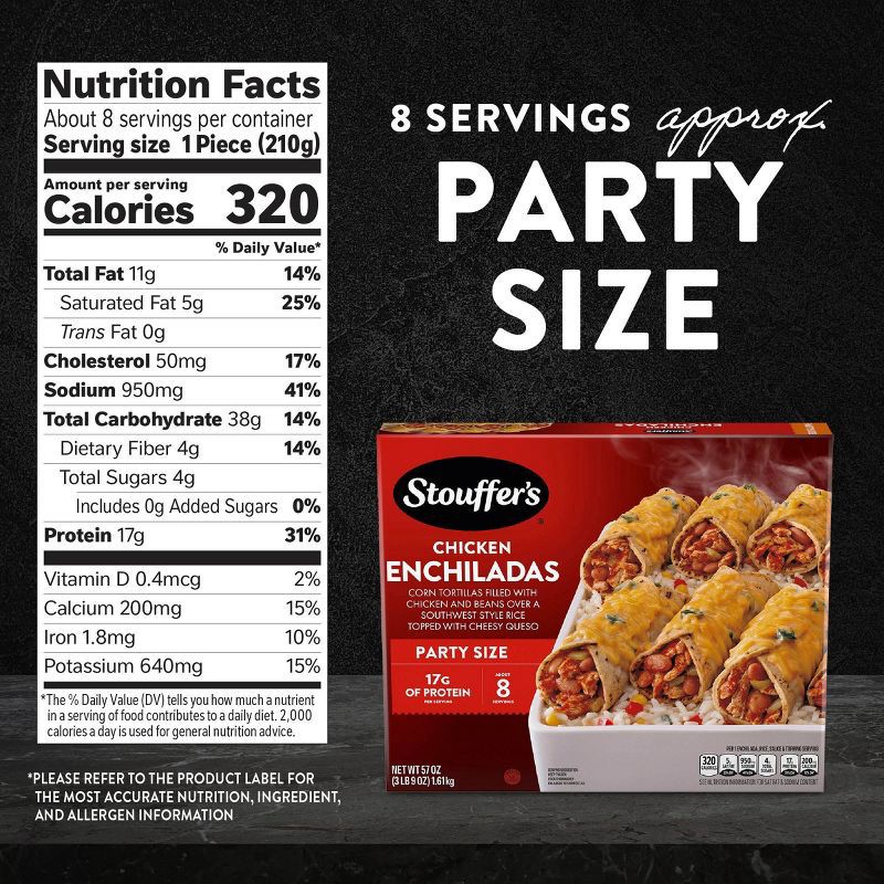 slide 7 of 8, Stouffer's Chicken Enchilada Party Size Frozen Meals - 57oz/8ct, 8 ct; 57 oz