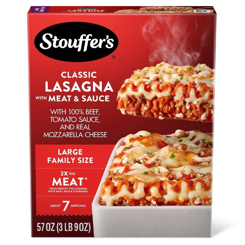 slide 1 of 11, Stouffer's Large Family Size Frozen Lasagna with Meat & Sauce - 57oz, 57 oz