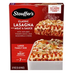Stouffer's Large Family Size Lasagna with Meat & Sauce Frozen Meals - 57oz: High Protein, No Artificial Flavors, No Preservatives