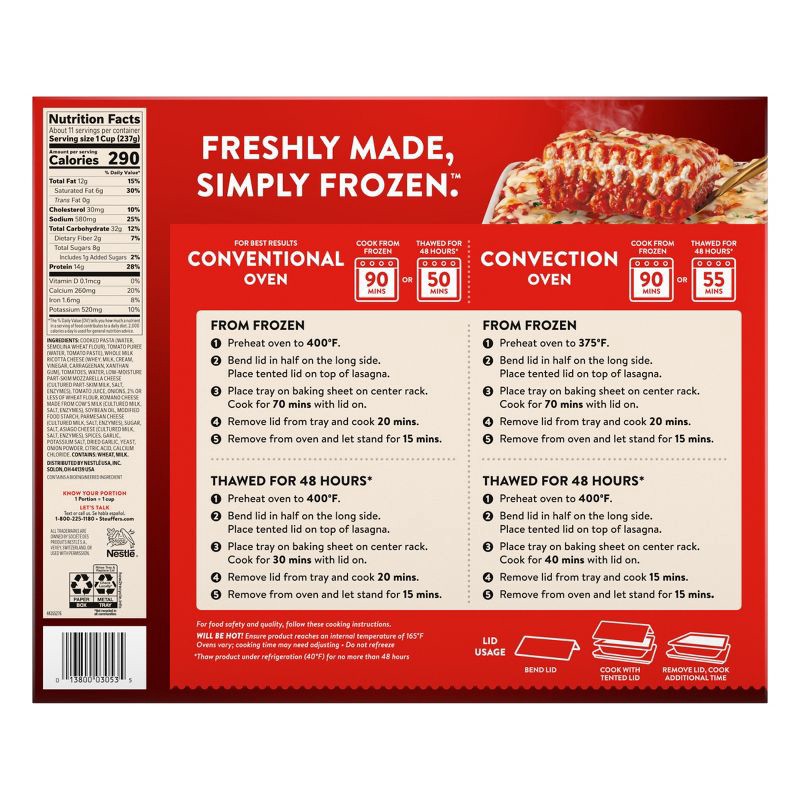 slide 8 of 10, Stouffer's Frozen Party Size Cheese Lovers Lasagna - 96oz, 96 oz