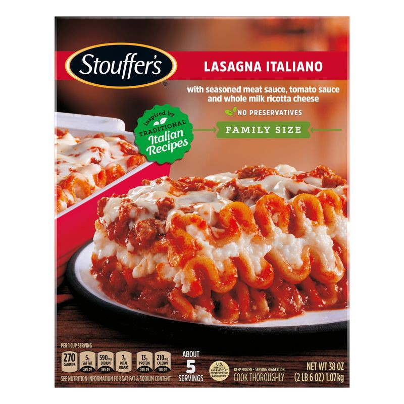 slide 2 of 12, Stouffer's Frozen Lasagna Italiano Family Size - 38oz, 38 oz