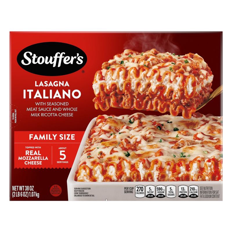 slide 1 of 12, Stouffer's Frozen Lasagna Italiano Family Size - 38oz, 38 oz