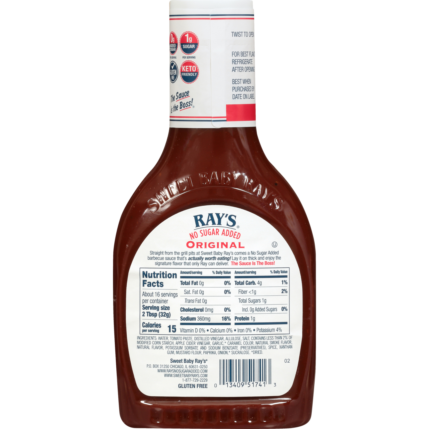 slide 3 of 8, Sweet Baby Ray's No Sugar Added Original Barbecue Sauce, 18.5 oz