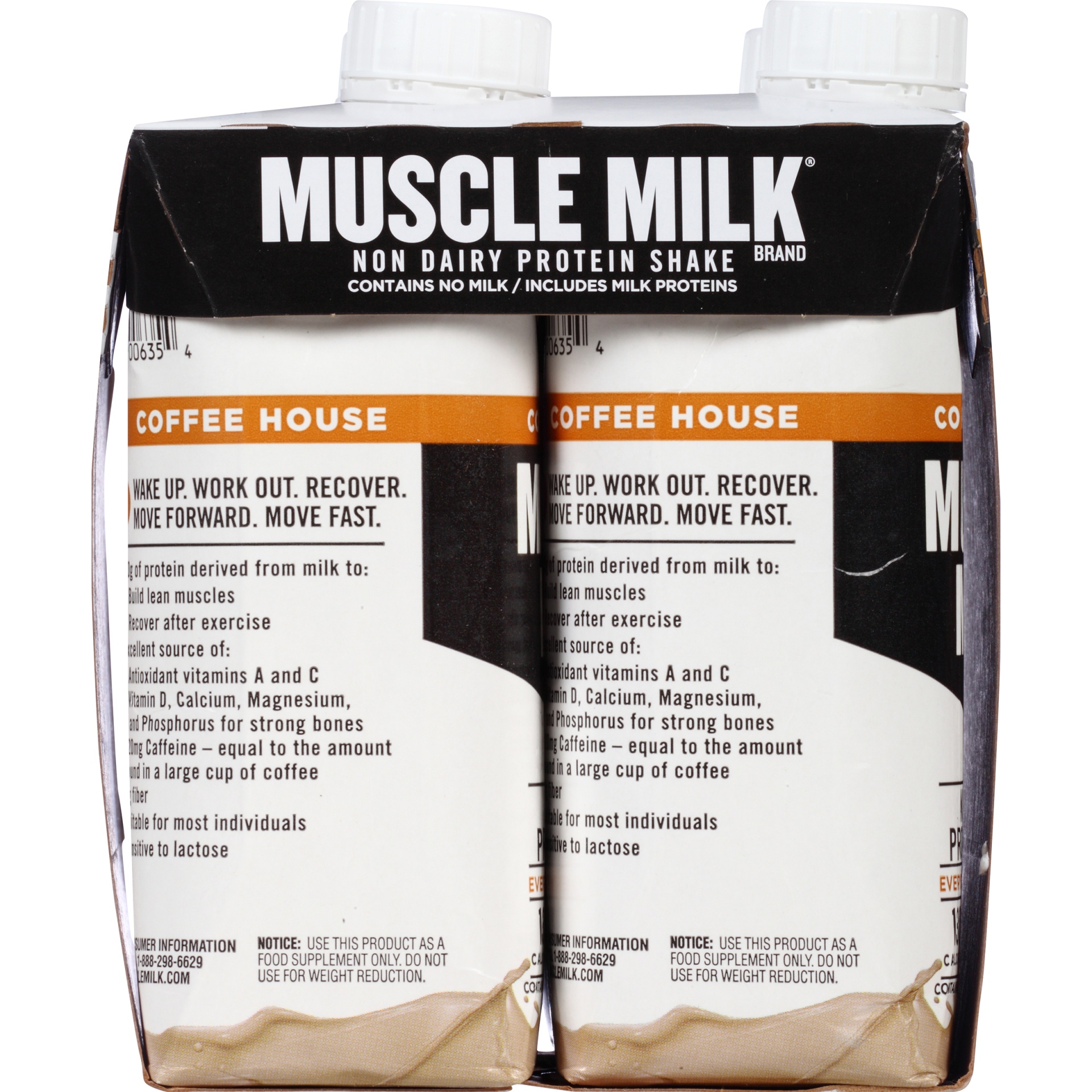 slide 4 of 8, Muscle Milk Coffee House Vanilla Latte Non Dairy Protein Shake, 4 ct; 11 fl oz